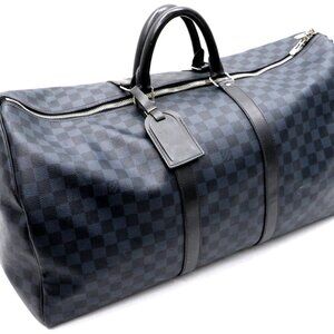 Louis Vuitton Damier Cobalt Canvas Keepall Bandouliere 55 Bag DU1158